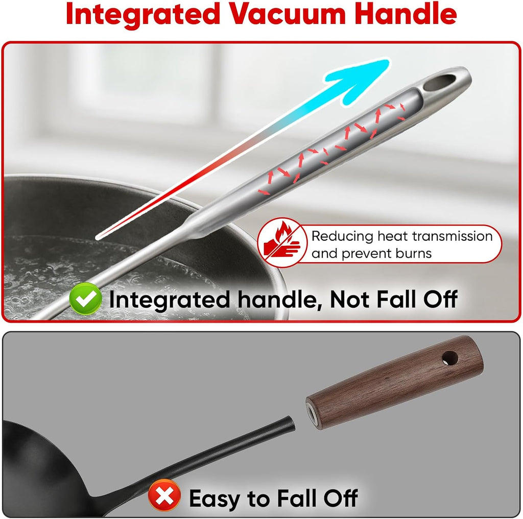 Newness 11 Pcs Cooking Utensils Set, 304 Stainless Steel Kitchen Utensils Set, Metal Kitchen Accessories, Include Soup Ladle, Slotted Skimmer Spoon, Spaghetti Spoon and Spatula, Dishwasher Safe