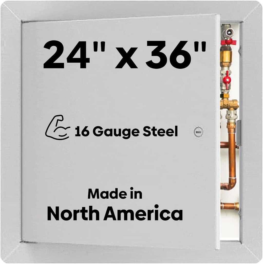 BEST BA-AHD 24' x 36' Metal Access Panel with Concealed Pin Hinge, LEED Compliant 16-Gauge Steel Access Door for Non-Rated Drywall/Ceilings, White Drywall Panel with Rounded Corners, Screwdriver Latch