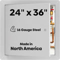 BEST BA-AHD 24' x 36' Metal Access Panel with Concealed Pin Hinge, LEED Compliant 16-Gauge Steel Access Door for Non-Rated Drywall/Ceilings, White Drywall Panel with Rounded Corners, Screwdriver Latch