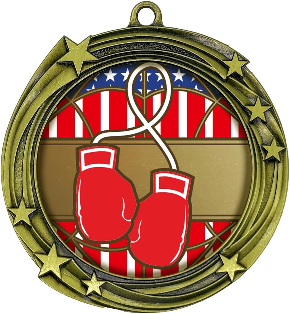 All Quality Boxing Swirling Stars Design Medal - 1st, 2nd, 3rd Place