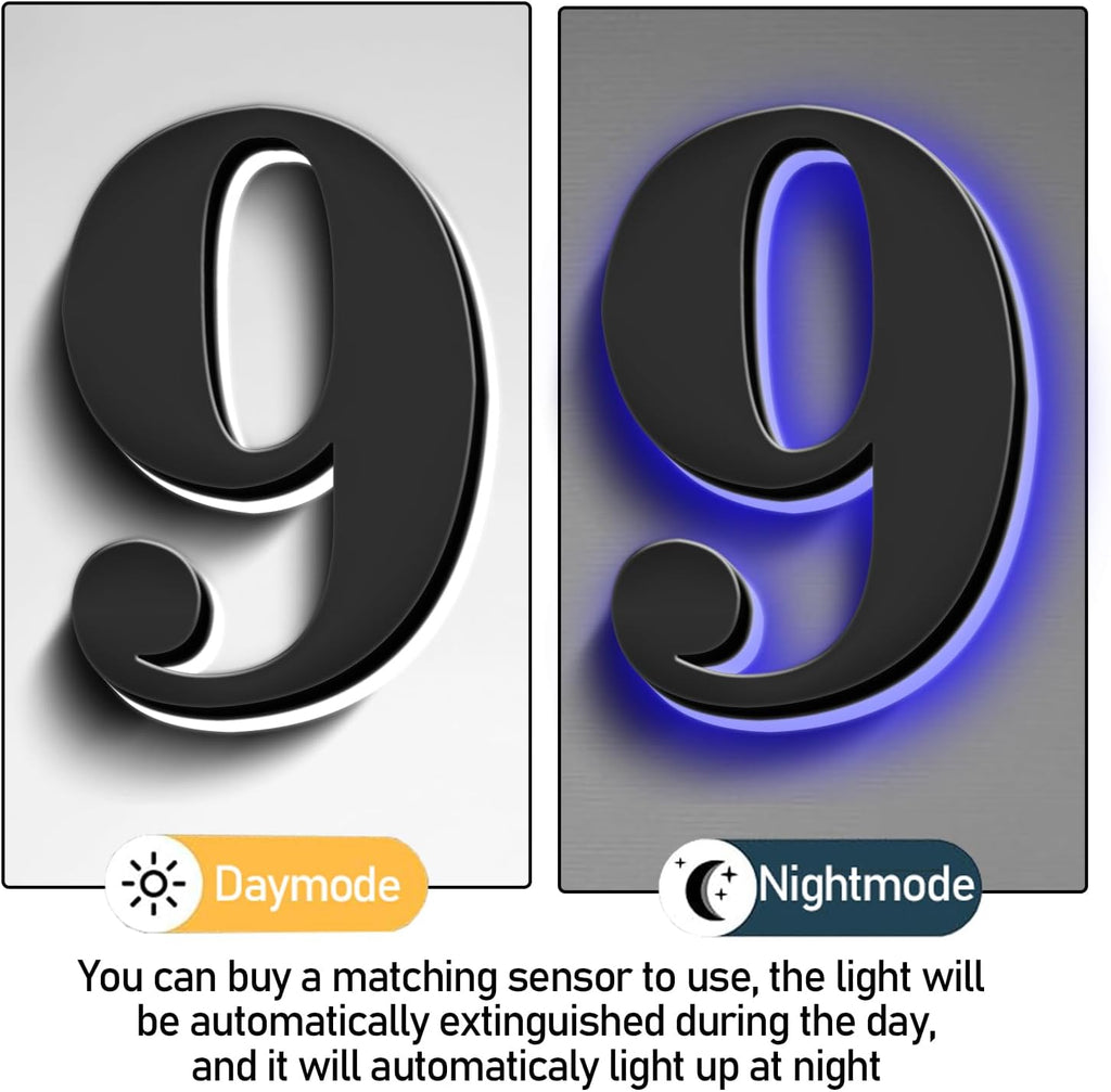 Illuminated LED House Numbers, Stainless Steel, Backlit LED Illuminated Home Address Number, Up-Scale Modern Look, Lighted House Numbers, Modern Address Numbers,18 Inch/450mm,6