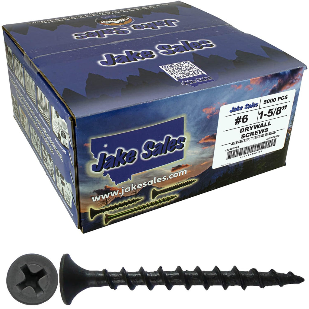 Gray Phosphate Drywall Screws: #6 x 1-5/8' COARSE Thread Drywall, Gypsum Board, Sheetrock, Plasterboard Screws. Use for Low Cost, All Purpose Wood Screws (22 POUNDS 5000 Approx. Screw Count)