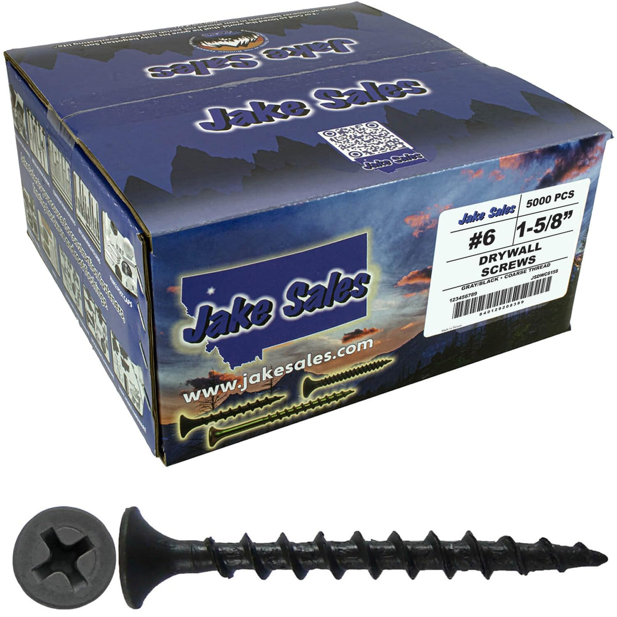 Gray Phosphate Drywall Screws: #6 x 1-5/8' COARSE Thread Drywall, Gypsum Board, Sheetrock, Plasterboard Screws. Use for Low Cost, All Purpose Wood Screws (22 POUNDS 5000 Approx. Screw Count)