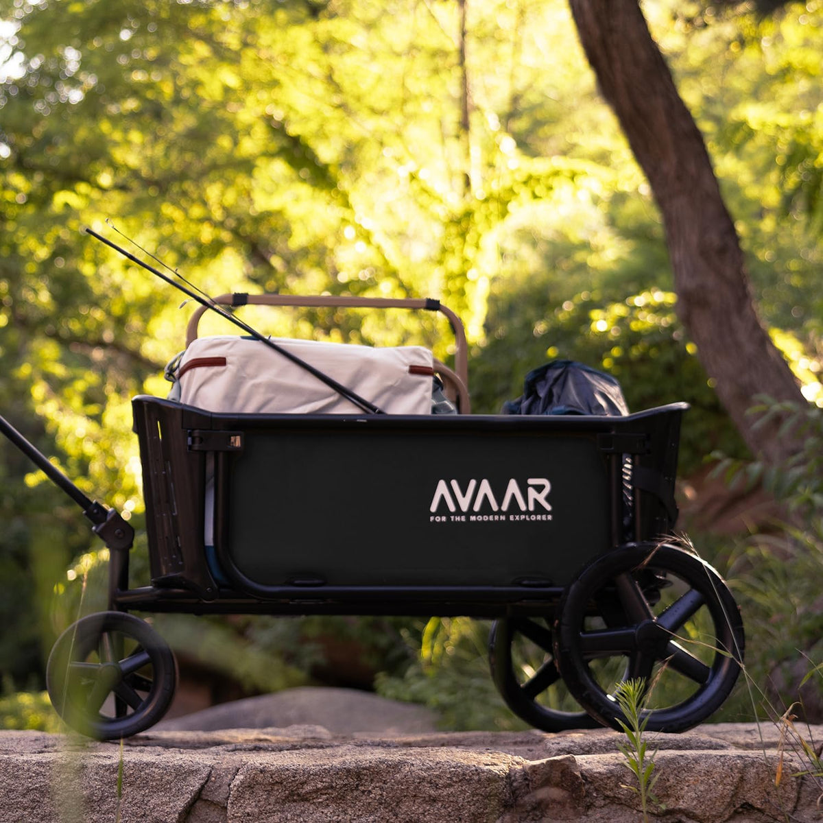 Go Anywhere 400lbs Large Capacity Collapsible Wagon Cart,Folding Utility Heavy Duty,All Terrain Big Wheels for Garden Camping Sports Outdoor Shopping, Black
