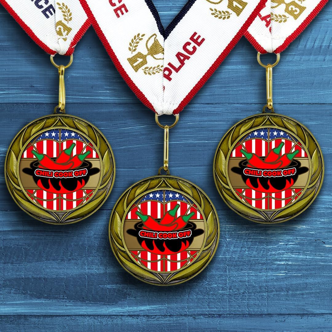 All Quality Chili Cook Off Wreath Design Medal - 1st, 2nd, 3rd Place