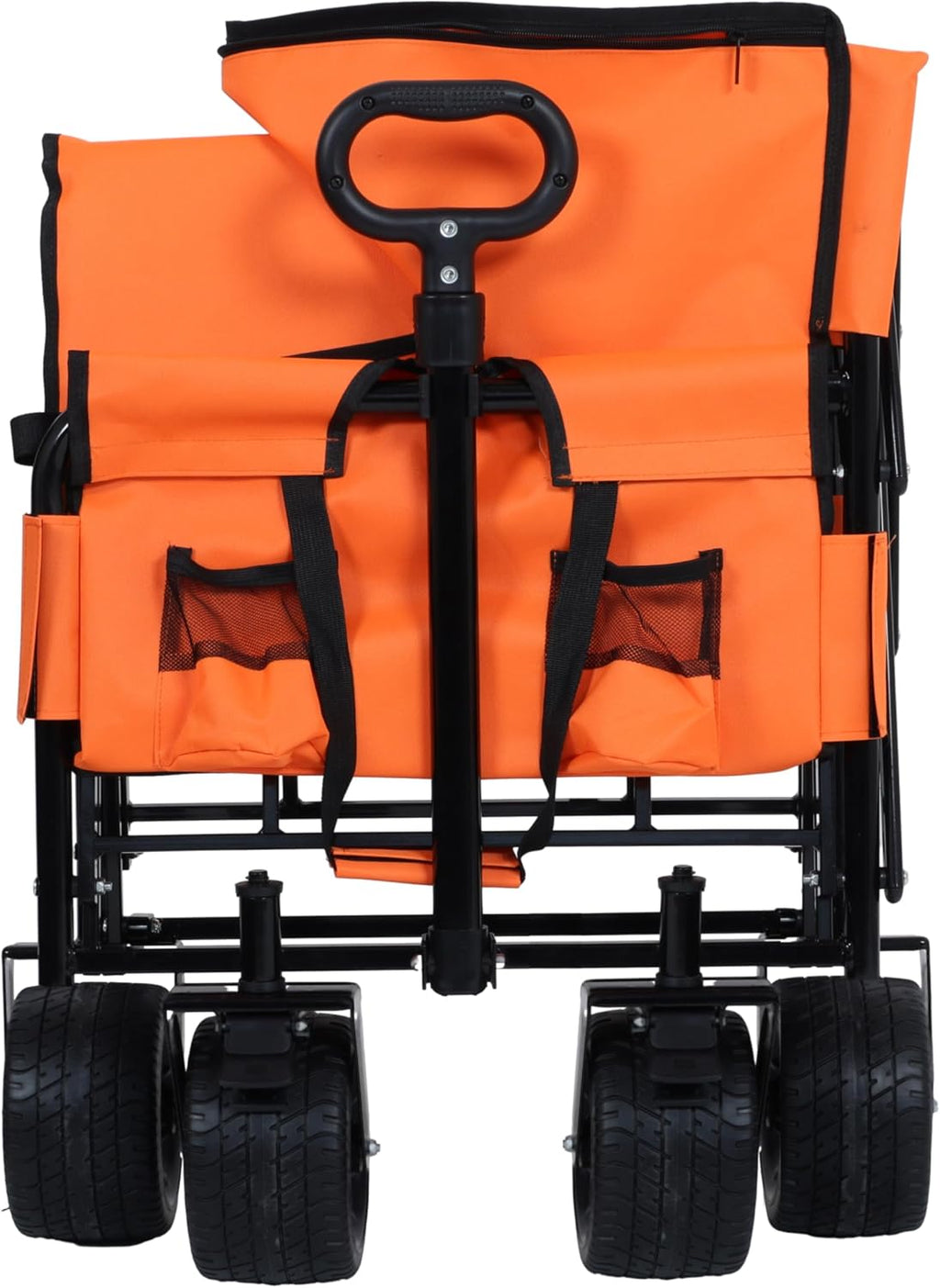 3-in-1 Heavy-Duty Convertible Folding Wagon Cart with Bench Seat & Storage – 500lb Capacity, 180L All-Terrain Wagon for Camping, Beach, Sports, & Garden – 360° Swivel Wheels (Orange)