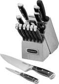 Cuisinart Classic Forged Triple Rivet, 15-Piece Knife Set with Block, Superior High-Carbon Stainless Steel Blades for Precision and Accuracy (Black/Gray)