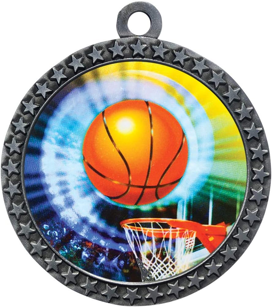 Express Medals 1 to 50 Packs Basketball Silver Medal Trophy Award with Neck Ribbon STDD212-MY406
