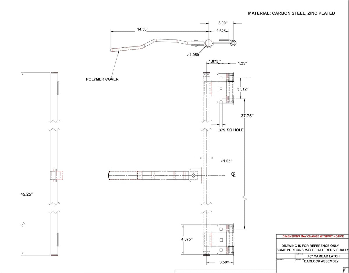 Trailer Door Latch Assembly 45″ Cam Lock 1 Pair for Cargo, Enclosed, Horse Utility Trailers Tamperproof Hinge. Mounting Orientation can be Either Side of Trailer Door. Includes Hasp and Fasteners