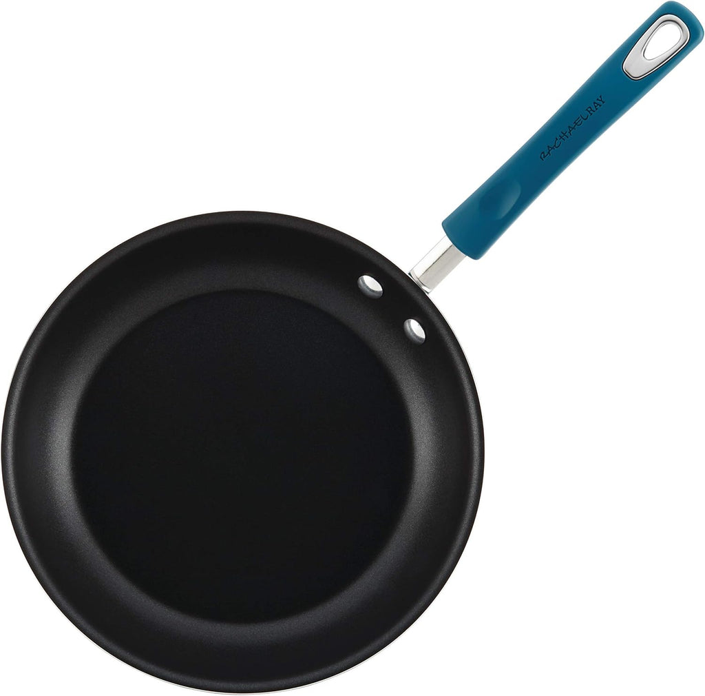Rachael Ray Brights Nonstick Cookware Pots and Pans Set, 10 Piece, Marine Blue