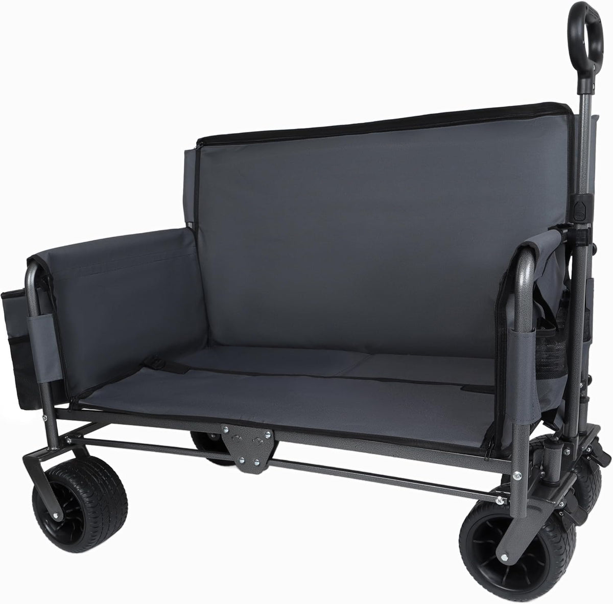 3 in 1 Folding Wagon Cart with Bench Seat Storage Patent Protection Includes 1 ice Pack, 500lbs Heavy Duty Utility Wagon, 180L Capacity All Terrain Wheels for Camping, Beach, Sports, Garden, Gray