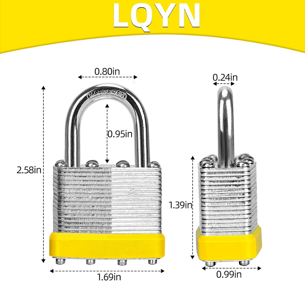 Padlocks with Same Key, LQYN 60 Pcs Laminated Keyed Padlock (1-9/16', 40mm), Keyed Alike Locks, Normal Shackle, for Storage Locker, Hasp Latch, Toolbox, Sheds