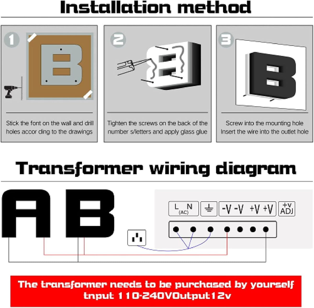 Backlit 3D LED House Number Plaque White Light 0-9 Letter A-Z Stainless Steel Illuminated Sign For Home Outdoor Address, Waterproof, Modern Floating, Brushed Silver,18 Inch,3