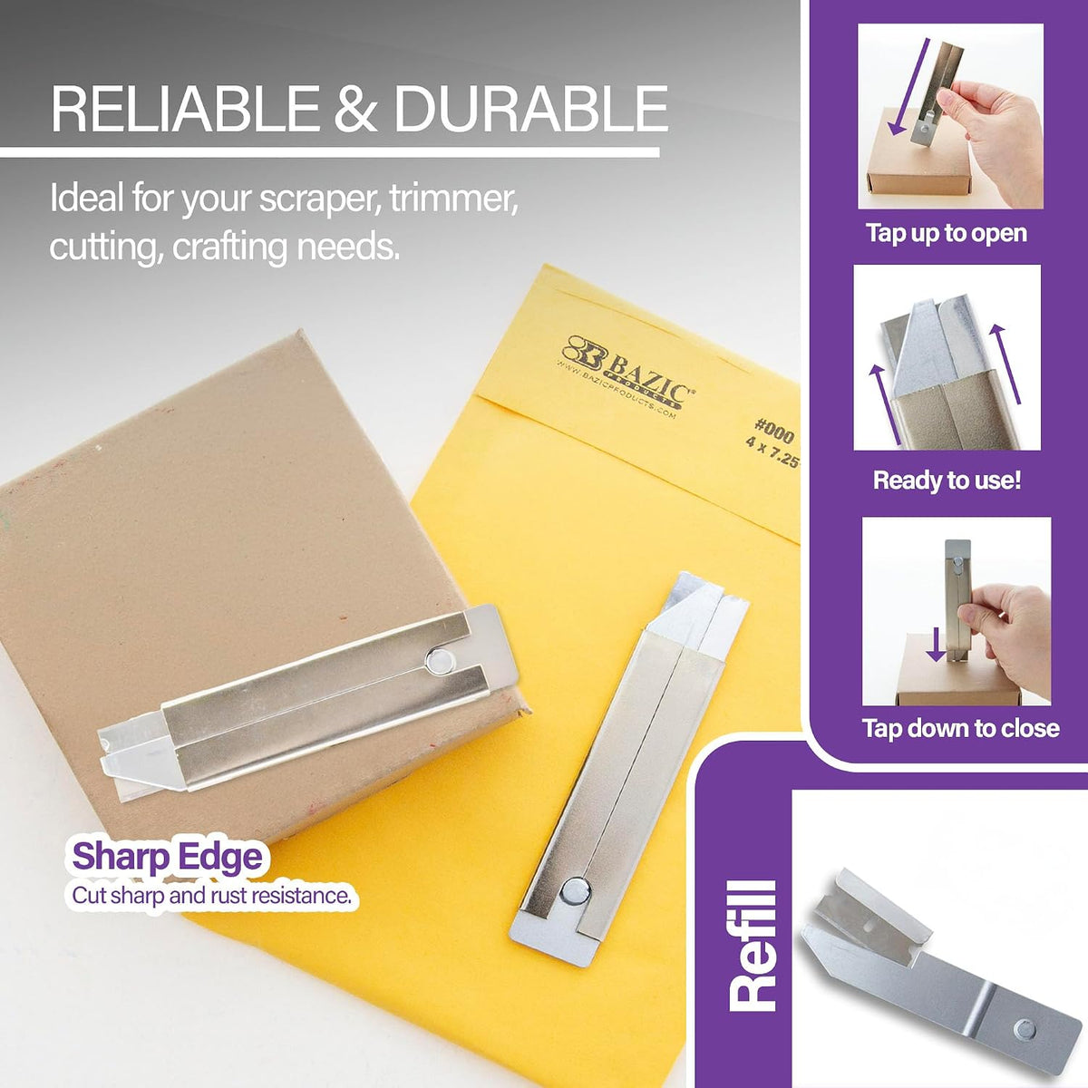 BAZIC Carton Cutter Box Cutter Retractable Blade, Utility Knife Set for Box Cardboard Boxes Office Home (2/Pack), 144-Packs