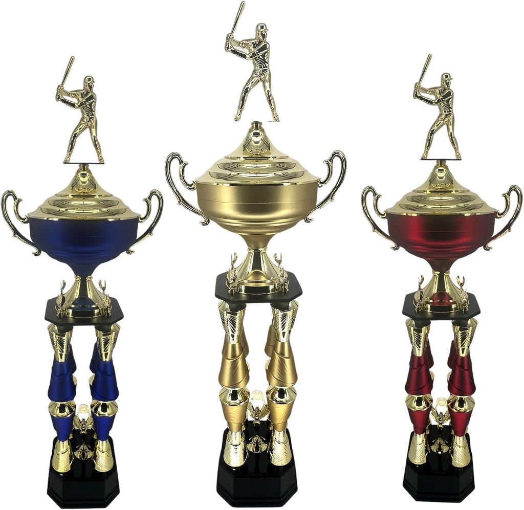 Express Medals Various Sport Giant 54 Inch Tall 19 Inch Wide 4 Post Column Gold Red or Blue Trophy Cup Award Includes Attached Plate with up to 5 Lines of Your Custom Engraved Text. Weighs 11 lbs.