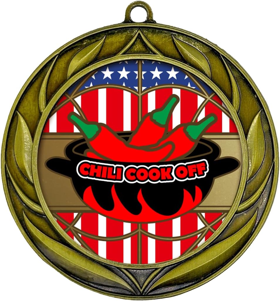 All Quality Chili Cook Off Wreath Design Medal - 1st, 2nd, 3rd Place