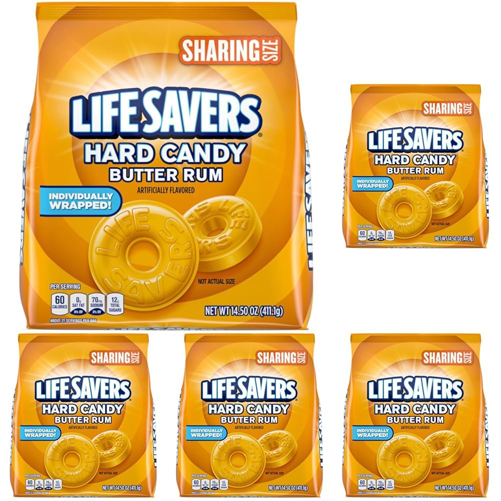 LIFE SAVERS Butter Rum Individually Wrapped Hard Candy, 14.5-Ounce Sharing Size Candy Bag (Pack of 20)