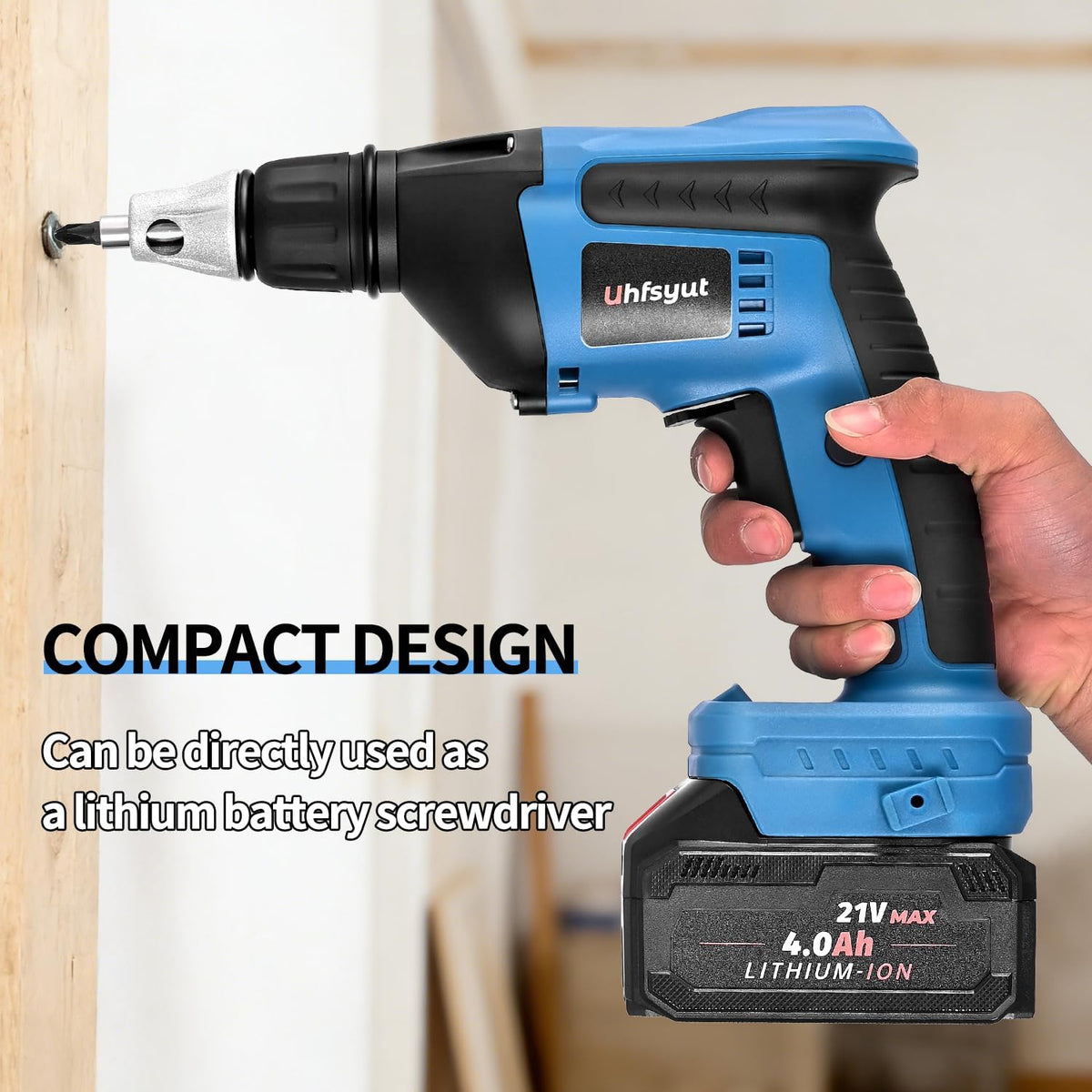 21V Cordless Drywall Screw Gun and Electric Screwdriver - 2-in-1 Self-Feeding Screwdriver, Includes Storage Toolbox and 4.0Ah Battery, Perfect for DIY and Professional Use (Battery free set)