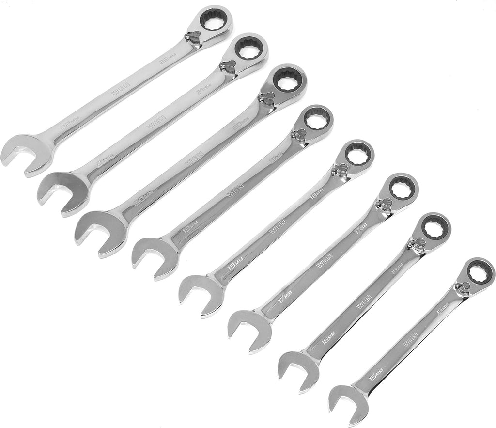 WEN 16-Piece Professional-Grade Reversible Ratcheting Metric Combination Wrench Set with Storage Pouch (WR162)