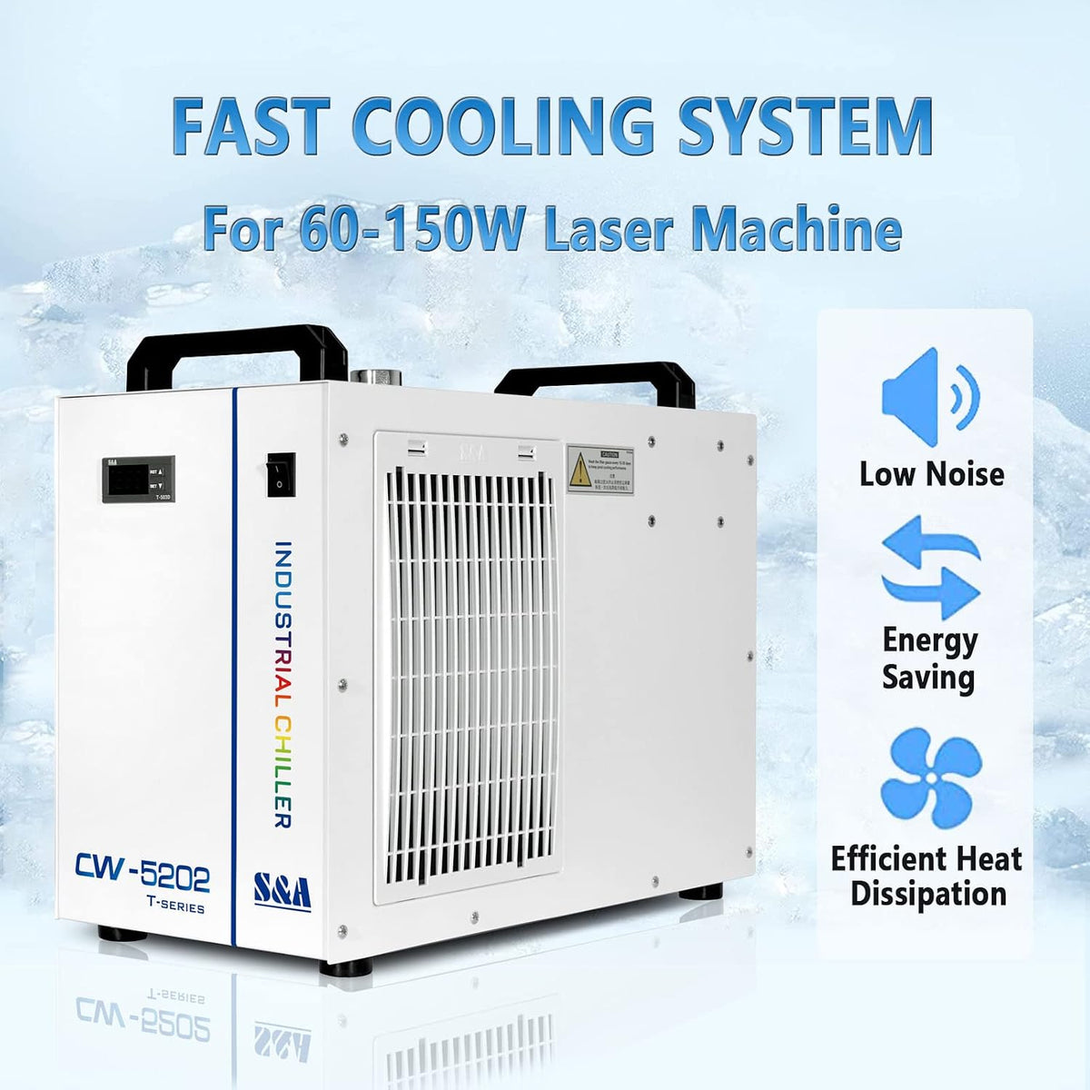 S&A Genuine CW-5202DH Industrial Water Chiller with 2 Inlets & Outlets for 80W - 150W CO2 Laser Engraving Cutting Water Cooling