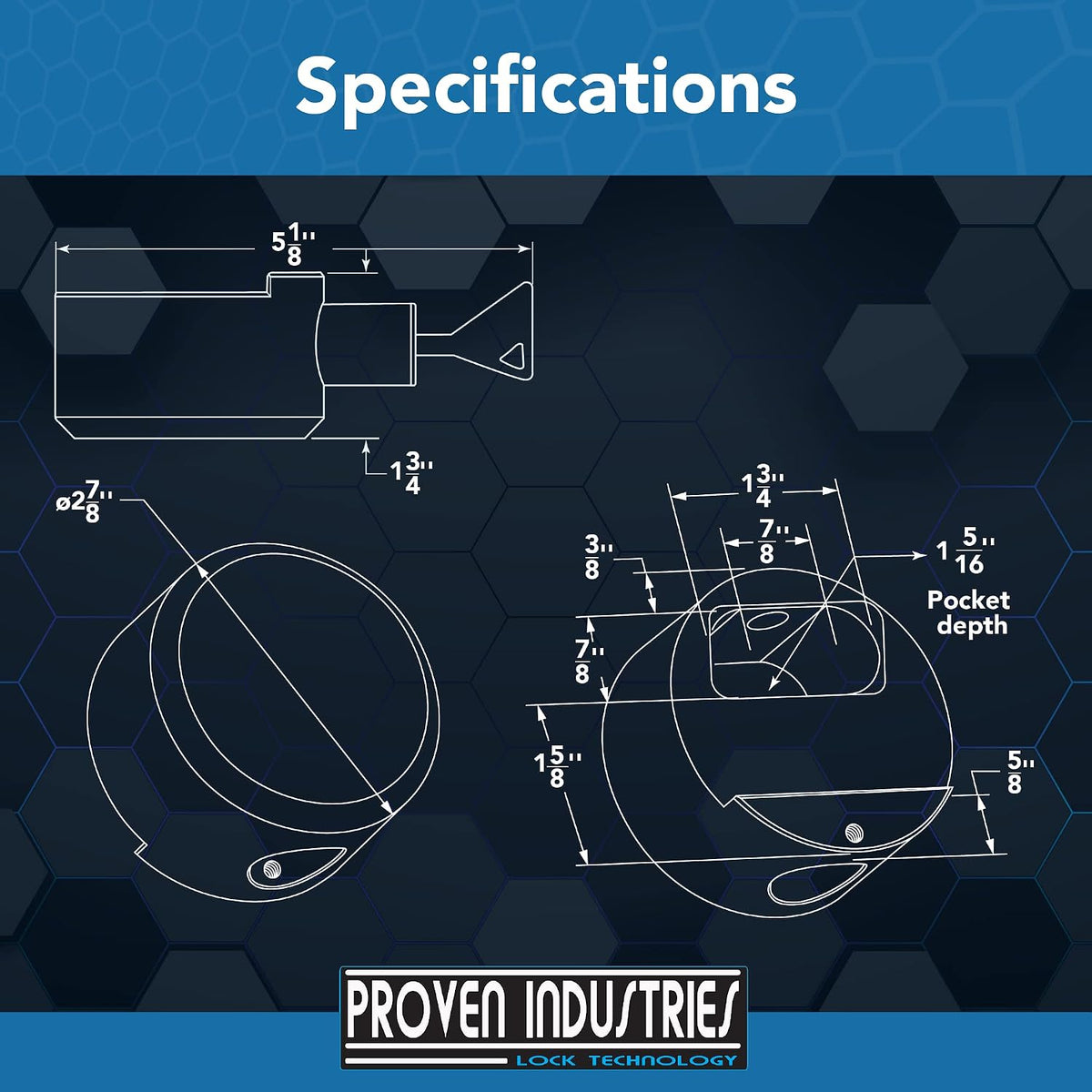 Proven Industries Puck Lock Set, Model 400XL, 2-Pack, Hidden Shackle, Keyed Alike, 6061 Solid Aluminum, Shackle Opening 1 3/4 x 1 3/4 x 7/8 in, Depth 1 1/4 in, Made in USA, Black