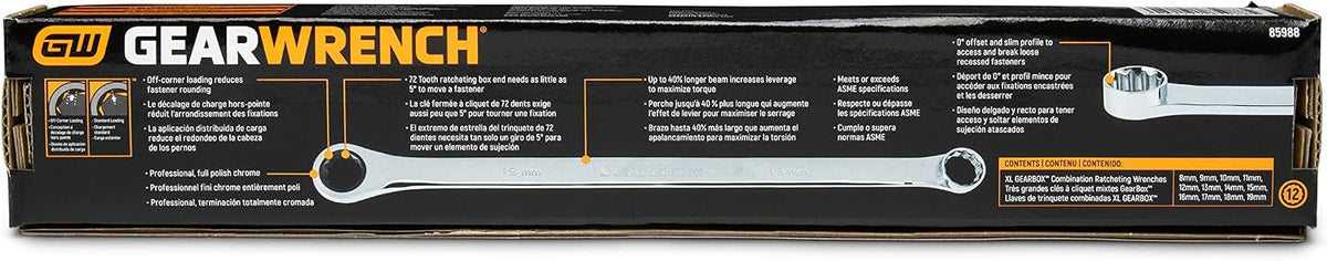 GEAWRENCH 12 Pc. Gearbox XL Ratcheting Wrench Set, Metric - 85988