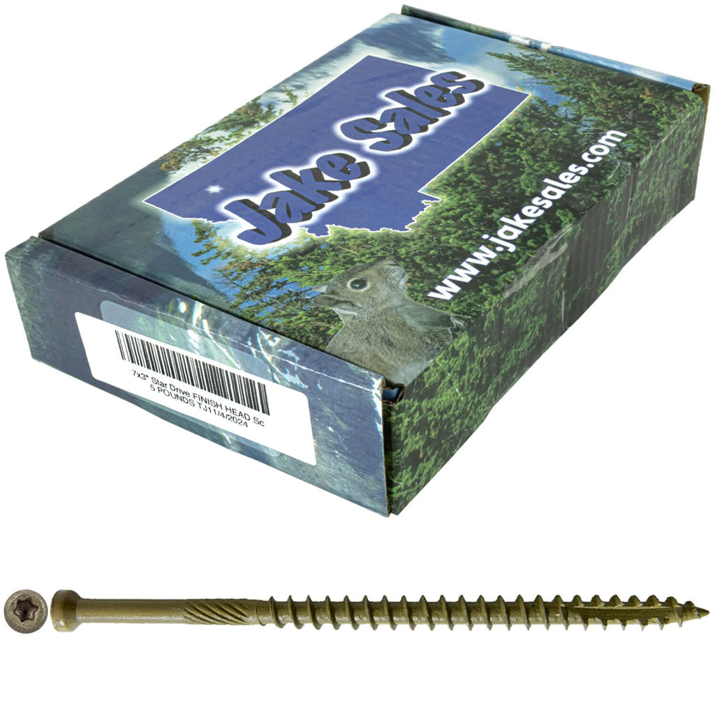 #7 x 3 Bronze Coated Tiny Finish Head Multipurpose Wood Screw - Torx/Star - ACQ Compatible 5 POUNDS CASE 5,310 Screws