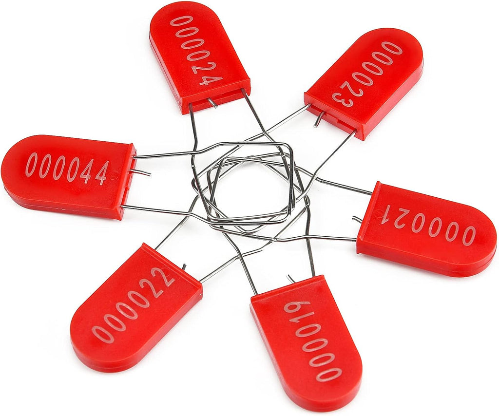 1000PCS Plastic Padlock Security Seals Metal Wire Padlocks Electric Meter Seal Disposable Anti-Tamper Lock Numbered Anti Tamper Tag Hasps Red