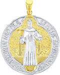 Jewelry America Solid 14K Yellow Gold St Benedict Medal Charm Saint Pendant with High Polish