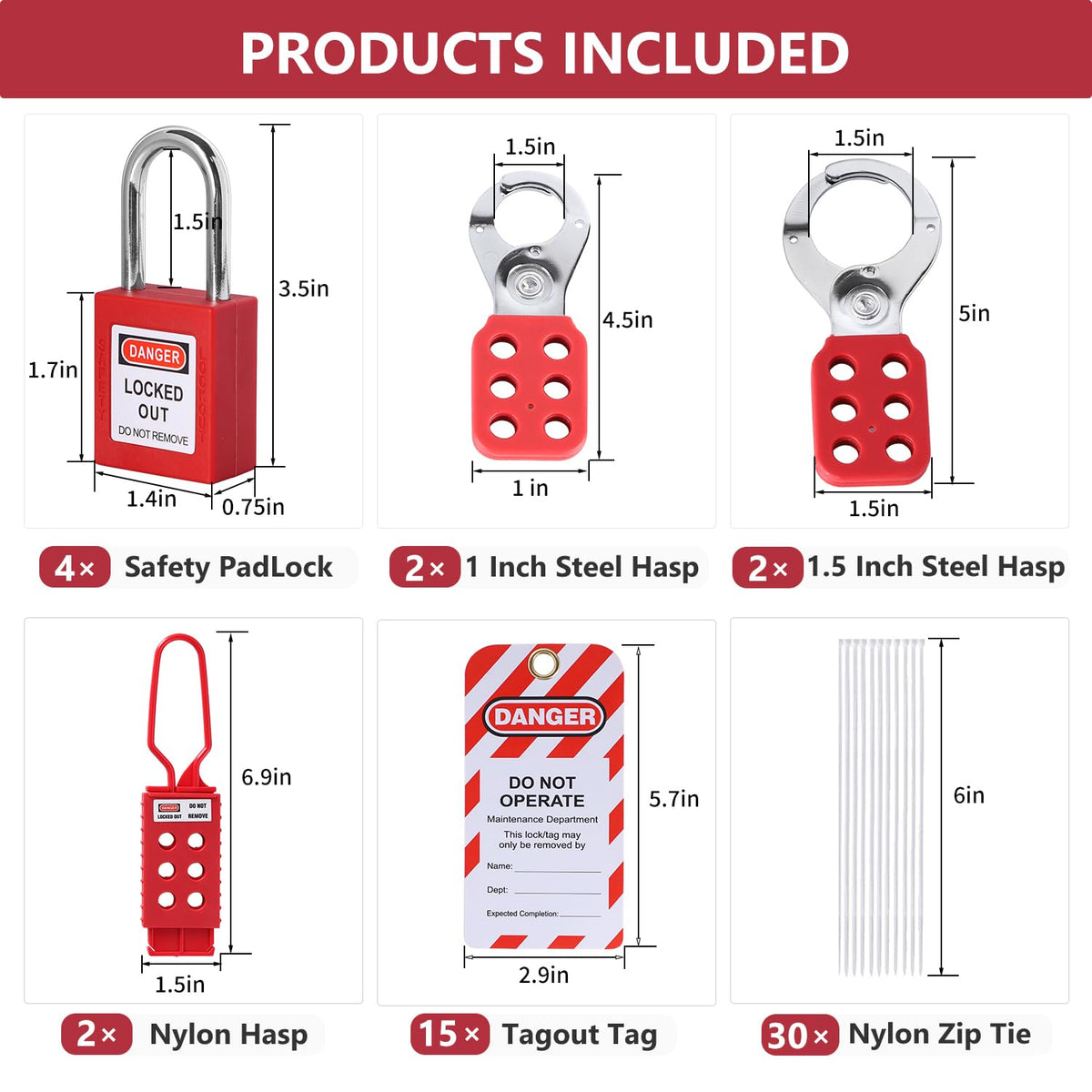 Multi-Functional Lockout Tagout Kit 70+ Pcs - Safety Padlock, Hasp, Ball/Gate Valve, Circuit Breaker, Plug & Loto Tags