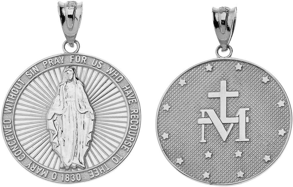 Certified 10k Gold Medal Catholic Blessed Virgin Mary Sacred Pendant Necklace