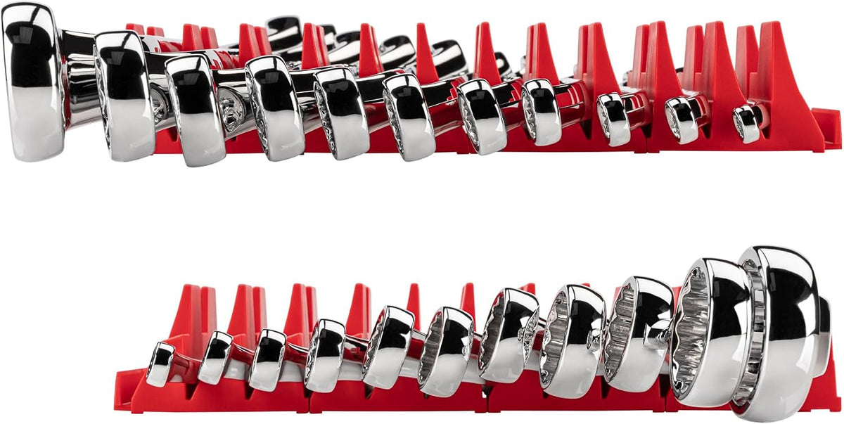 TEKTON 45-Degree Offset Box End Wrench Set with Modular Organizers, 11-Piece (6-32 mm) | WBE95202