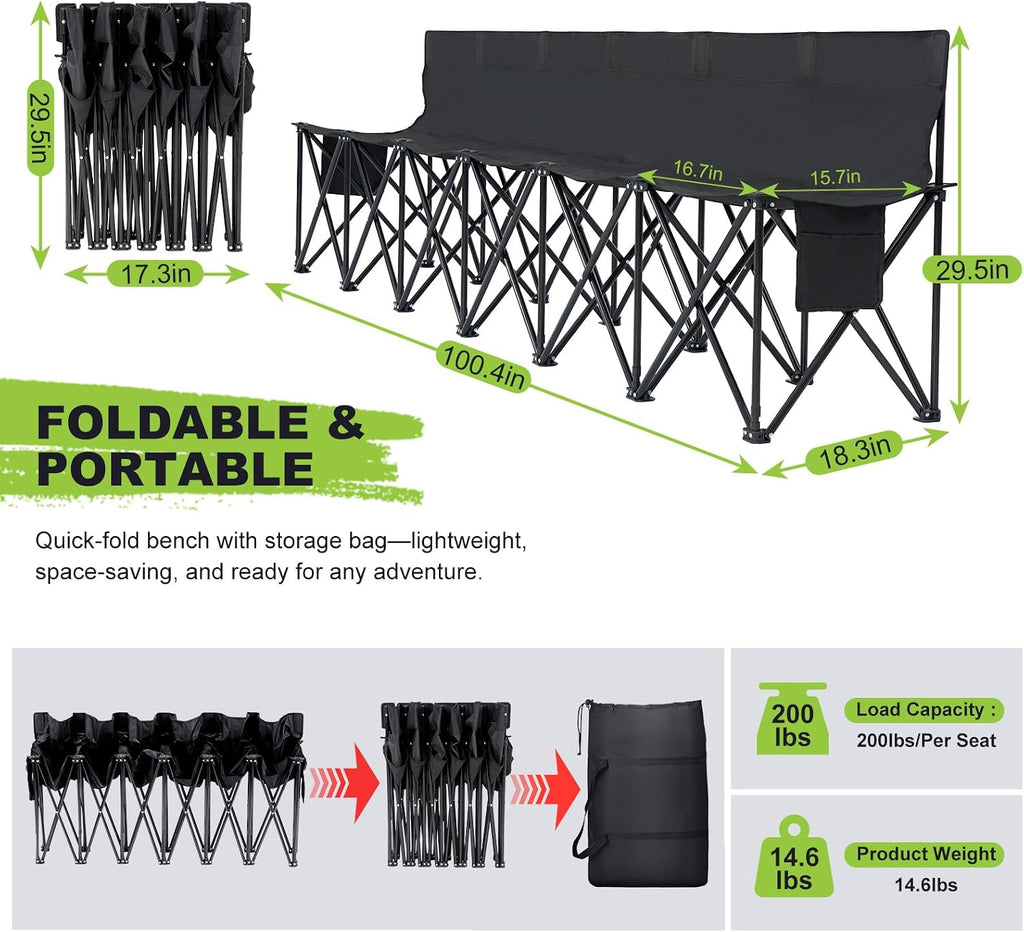NAIZEA Foldable Sideline Bench,Portable Soccer Bench, Folding Team Chair for Soccer, Baseball, Camping, Outdoor Events