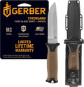 Gerber Gear StrongArm Magnacut - Fixed Blade Survival Tactical Knife for Camping, Outdoor, Hunting - Ergonomic Utility Tool with Sheath - Made in USA - Coyote Brown, Plain Edge