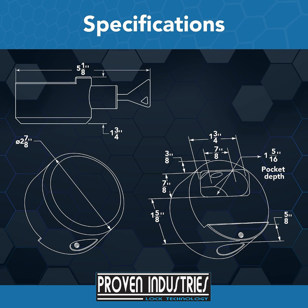 Proven Industries Puck Lock Set, Model 400XL, 2-Pack, Hidden Shackle, Keyed Alike, 6061 Solid Aluminum, Shackle Opening 1 3/4 x 1 3/4 x 7/8 in, Depth 1 1/4 in, Made in USA, Blue