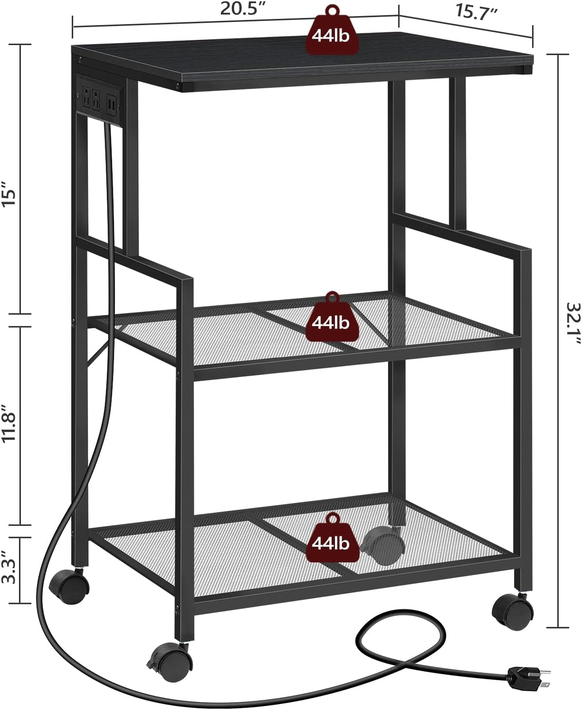 MAHANCRIS Mobile Printer Stand and 55-75 Gallon Fish Tank Stand Bundle, 3-Tier Industrial Printer Cart with Power Outlets and 2 USB Ports, Heavy Duty Reptile Terrarium Tank Stand, PTHB78E01-FTBK55E01