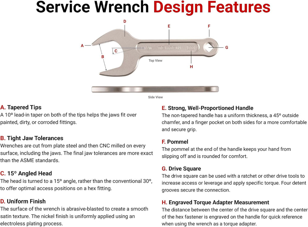 TEKTON Service Wrench Set, 6-Piece (2-5/16-2-5/8 in.) | WSE90103 | Made in USA