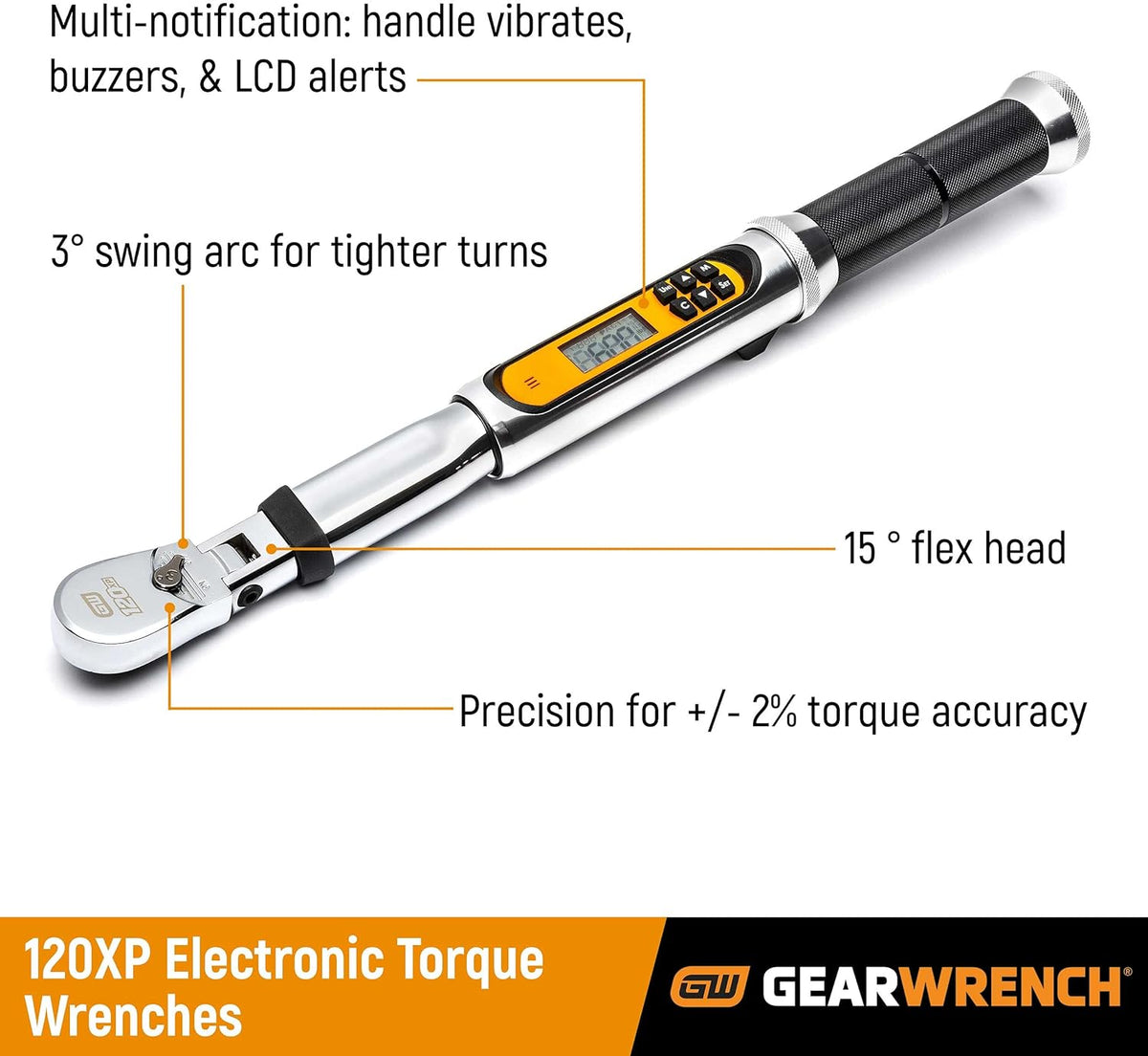 GEARWRENCH 1/2' Drive 120XP Flex Head Electronic Torque Wrench with Angle - 85196
