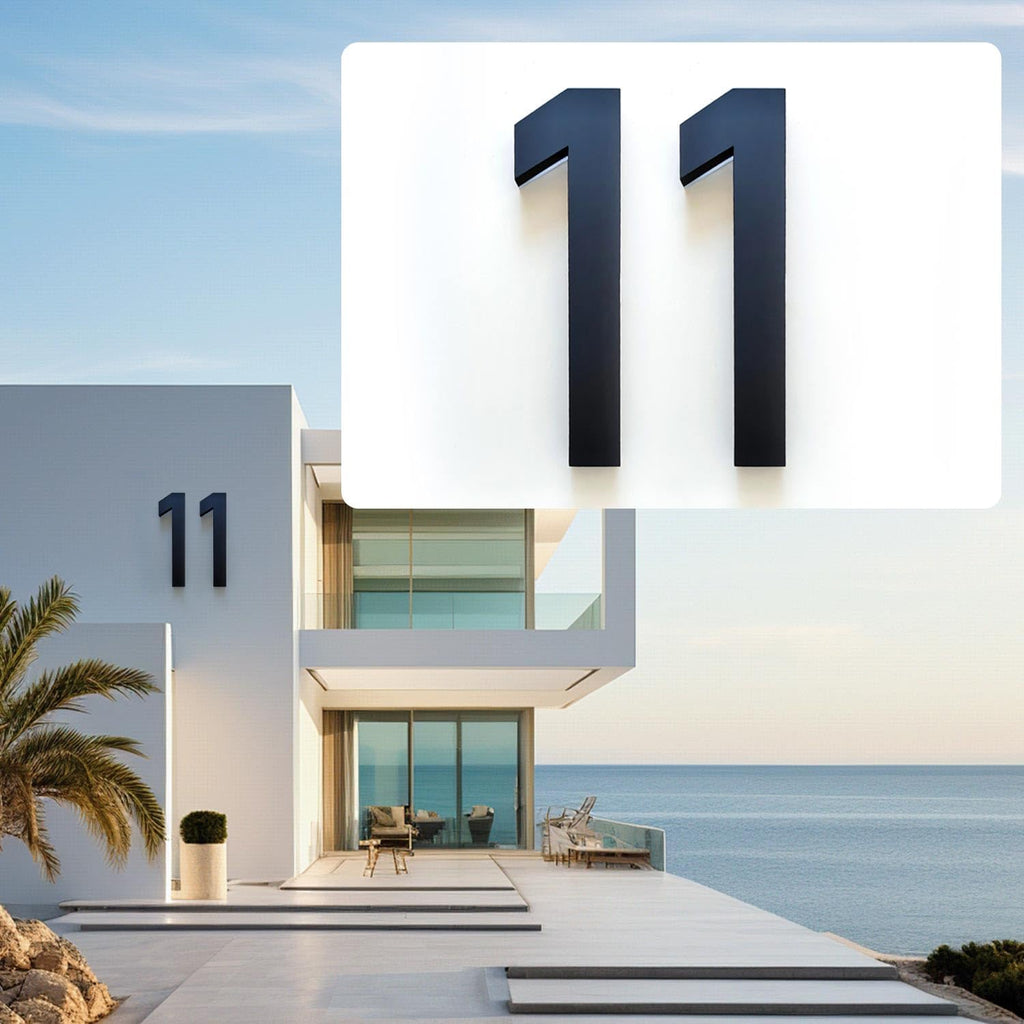 Backlit LED Illuminated House Numbers,Matte Black, Modern Address Signs Lighted Plaque For Outdoor Indoor, Weatherproof And Corrosion Resistant, Day & Night,16 Inch,R