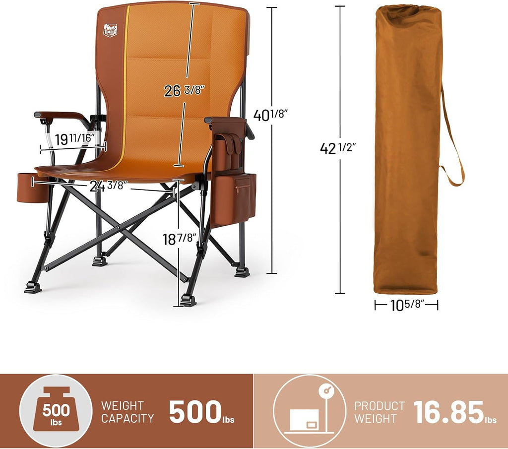 TIMBER RIDGE 400L Large Capacity Folding Double Decker Wagon&TIMBER RIDGE Oversized Folding Camping Chair