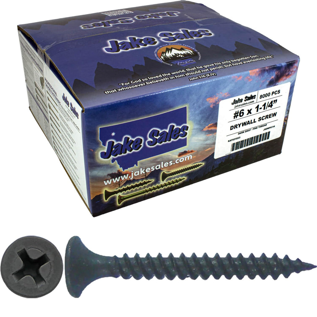 Gray Phosphate Drywall Screws: #6 x 1-1/4' FINE Thread Drywall, Gypsum Board, Sheetrock, Plasterboard Screws. Use for Low Cost, All Purpose Wood Screws (28 POUNDS 8000 Approx. Screw Count)