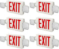 6 Packs Red Exit Sign with Emergency Lights, LED Emergency Exit Light with Battery Backup, UL Listed, AC 120/277V, Commercial Emergency Lights Combo for Business/Home.