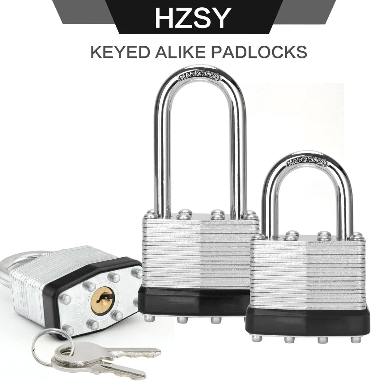 Padlocks Keyed Alike, Pack of 60, Laminated Steel Keyed Lock (1-9/16', 40mm), Padlocks with Same Key, Normal Shackle, for Toolbox, Locker & StorageUnit or More
