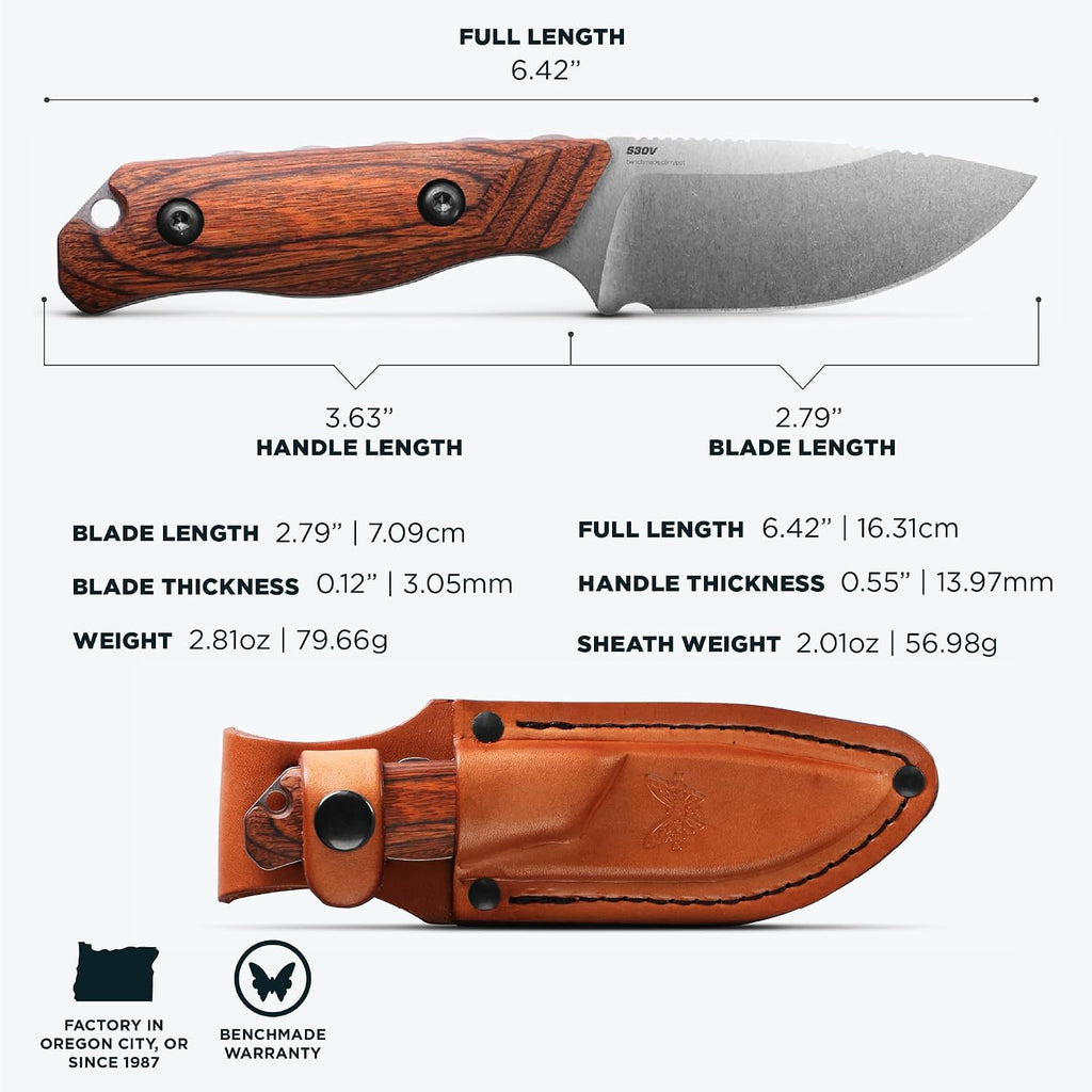 Benchmade - Hidden Canyon Hunter 15017 Fixed Blade Hunting Knife with Wooden Handle (15017)