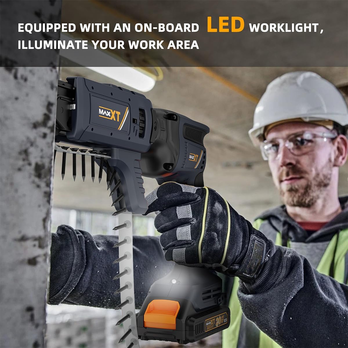MAXXT 20V Brushless Drywall Screw Gun (Tool Only) – 2-in-1 Screwdriver & Router, 0-5 000 RPM, One-Hand 25-57 mm Quick-Set, 360° Rotating Head, Tool-Free Depth, Drywall Cut-Out Bit Included