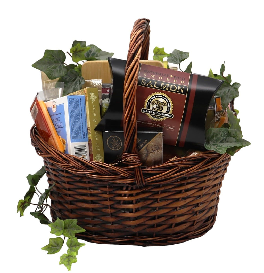 Gift Basket Village: Group Therapy Deluxe Gourmet Gift - Cutting Board, Sausages, Cheeses, Snacks & More