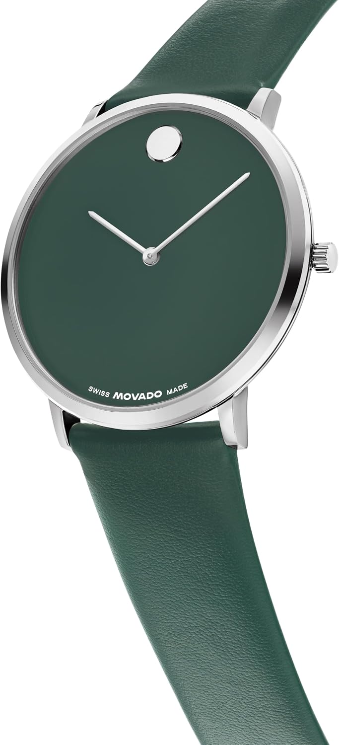 Movado Modern 47 Men's Quartz Watch – 40mm Round Case, Leather Strap – Gift for Him