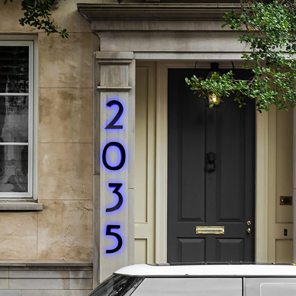 Modern House Number Plaque LED, Backlit Illuminated LED Address Numbers 20', Lighted Letter Signs For Home Office Building, Outdoor Illuminated Metal Sign,M