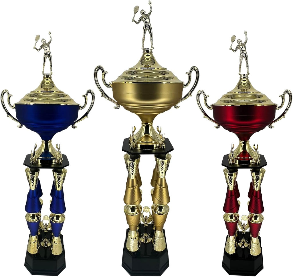Express Medals Various Sport Giant 54 Inch Tall 19 Inch Wide 4 Post Column Gold Red or Blue Trophy Cup Award Includes Attached Plate with up to 5 Lines of Your Custom Engraved Text. Weighs 11 lbs.