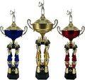 Express Medals Various Sport Giant 54 Inch Tall 19 Inch Wide 4 Post Column Gold Red or Blue Trophy Cup Award Includes Attached Plate with up to 5 Lines of Your Custom Engraved Text. Weighs 11 lbs.